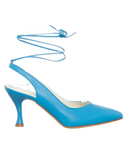 Slingbacks en Cuir Baila bleues - Talon 7.5 cm