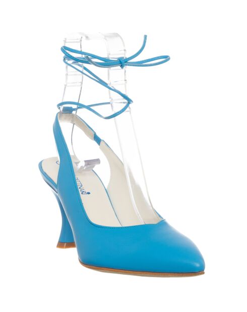 Slingbacks en Cuir Baila bleues - Talon 7.5 cm