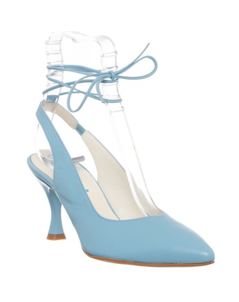 Slingbacks en Cuir Baila bleu ciel - Talon 7.5 cm