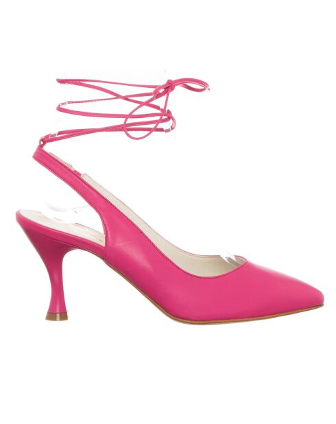 Slingbacks en Cuir Baila fuchsia - Talon 7.5 cm