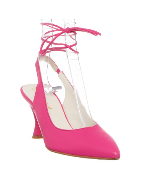Slingbacks en Cuir Baila fuchsia - Talon 7.5 cm