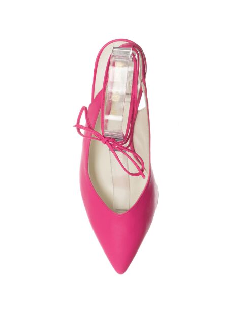 Slingbacks en Cuir Baila fuchsia - Talon 7.5 cm