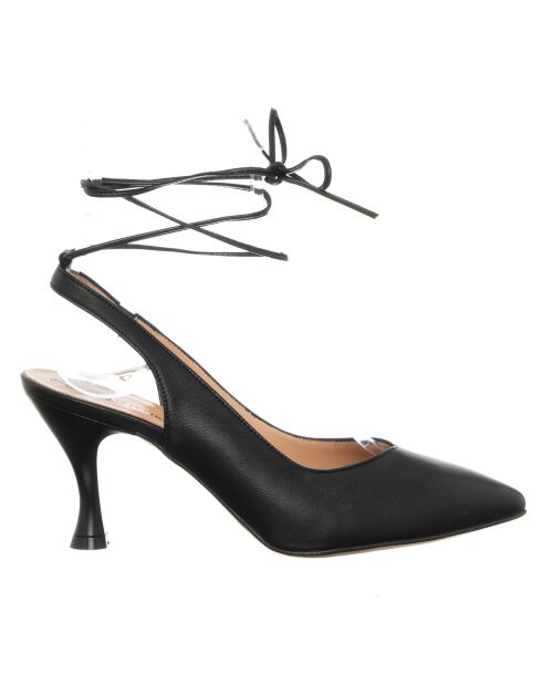 Slingbacks en Cuir Baila noires - Talon 7.5 cm