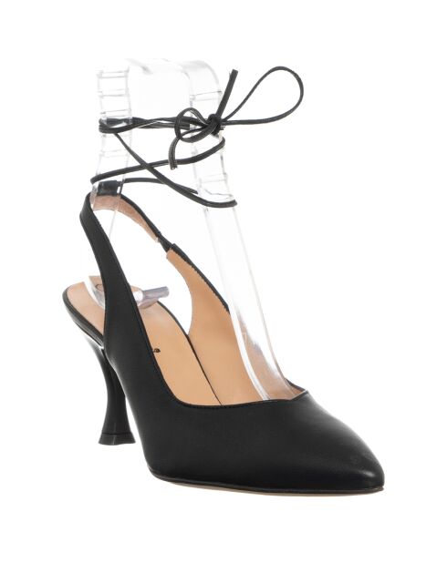 Slingbacks en Cuir Baila noires - Talon 7.5 cm
