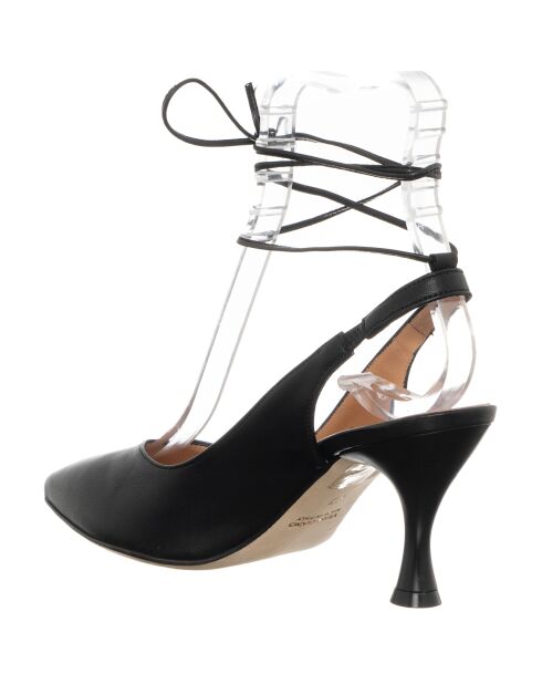 Slingbacks en Cuir Baila noires - Talon 7.5 cm
