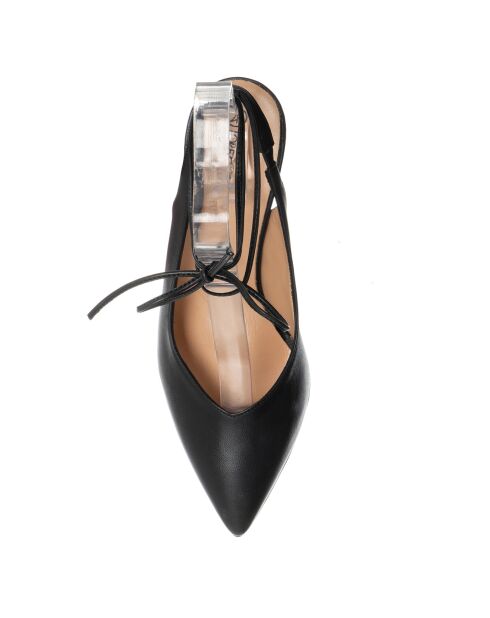 Slingbacks en Cuir Baila noires - Talon 7.5 cm
