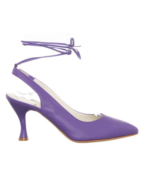 Slingbacks en Cuir Baila violettes - Talon 7.5 cm