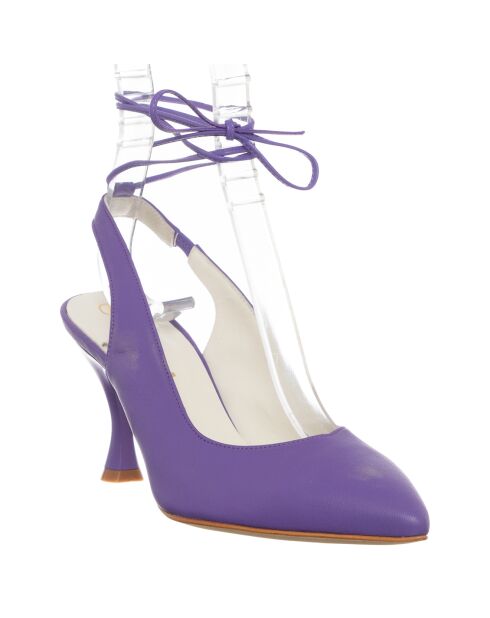 Slingbacks en Cuir Baila violettes - Talon 7.5 cm
