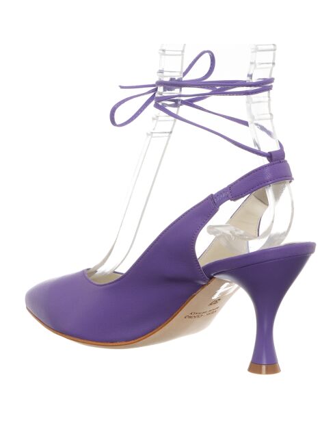 Slingbacks en Cuir Baila violettes - Talon 7.5 cm
