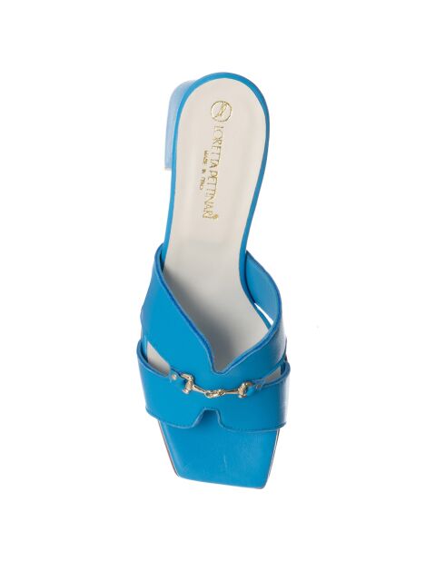 Mules en Cuir Aza bleues - Talon 5.5 cm