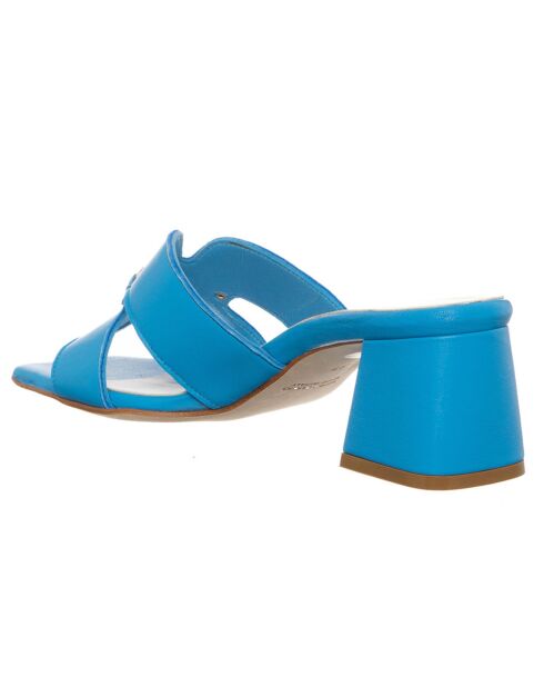 Mules en Cuir Aza bleues - Talon 5.5 cm