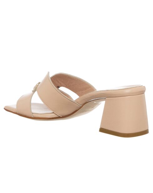 Mules en Cuir Aza beiges - Talon 5.5 cm