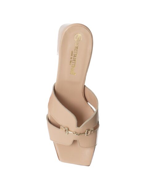 Mules en Cuir Aza beiges - Talon 5.5 cm