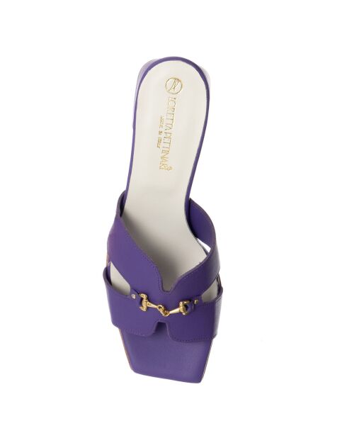 Mules en Cuir Aza violettes - Talon 5.5 cm