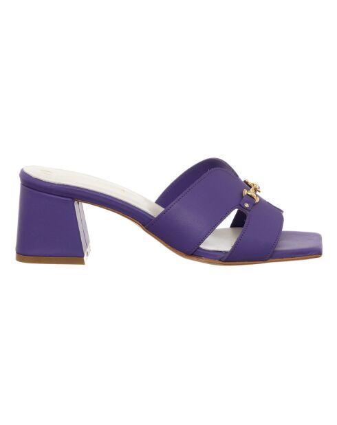Mules en Cuir Aza violettes - Talon 5.5 cm
