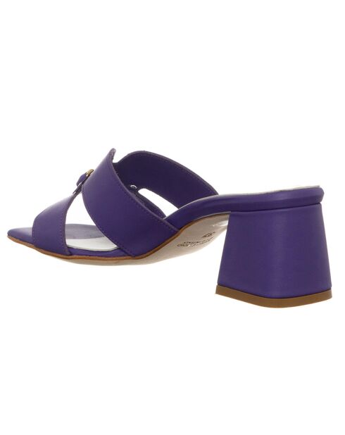 Mules en Cuir Aza violettes - Talon 5.5 cm