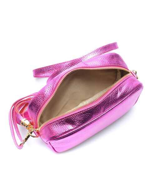 Sac bandoulière en Cuir Giulia fuschia - 15x21x6.5 cm