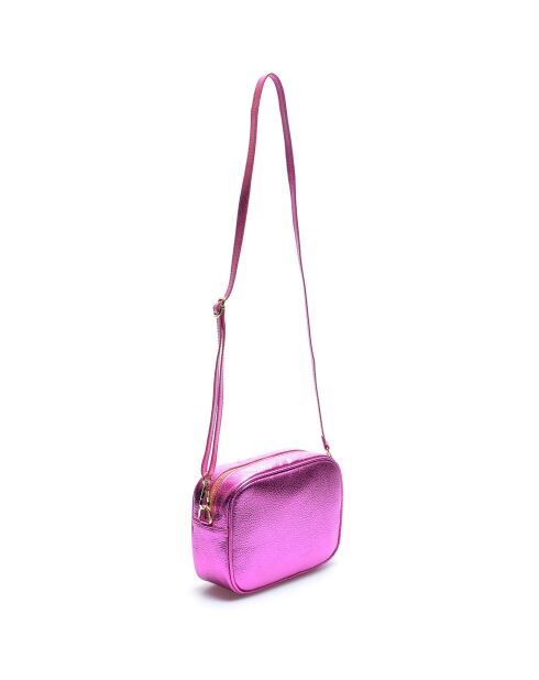 Sac bandoulière en Cuir Giulia fuschia - 15x21x6.5 cm