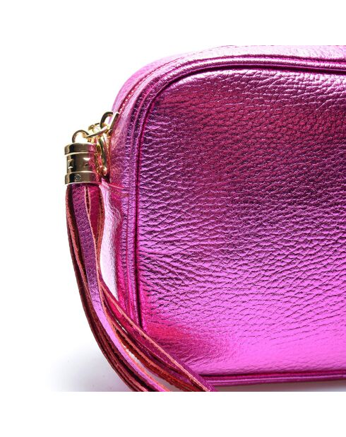 Sac bandoulière en Cuir Giulia fuschia - 15x21x6.5 cm