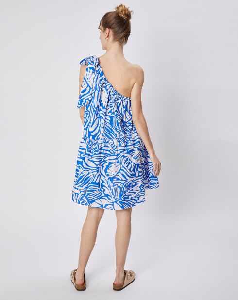 Robe asymétrique Flo imprimée bleue