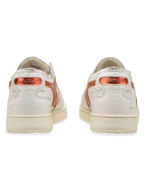 Sneakers en Cuir Liz blanc/orange métallisé