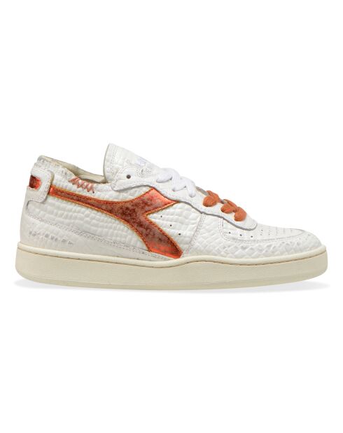 Sneakers en Cuir Liz blanc/orange métallisé