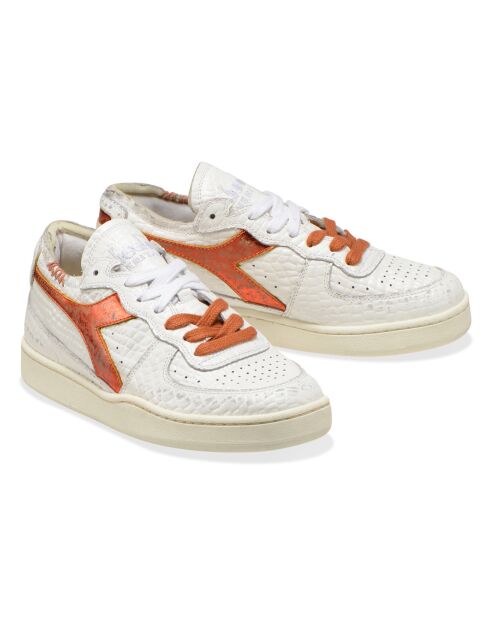 Sneakers en Cuir Liz blanc/orange métallisé