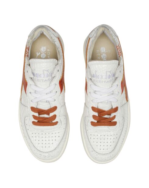 Sneakers en Cuir Liz blanc/orange métallisé