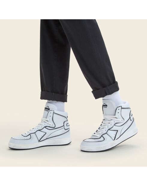 Sneakers Sketch aus Leder in Weiß/Schwarz
