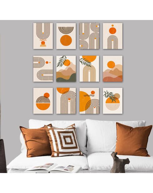 Tableau décoratif multicolore - 20x15 cm (12 pièces)