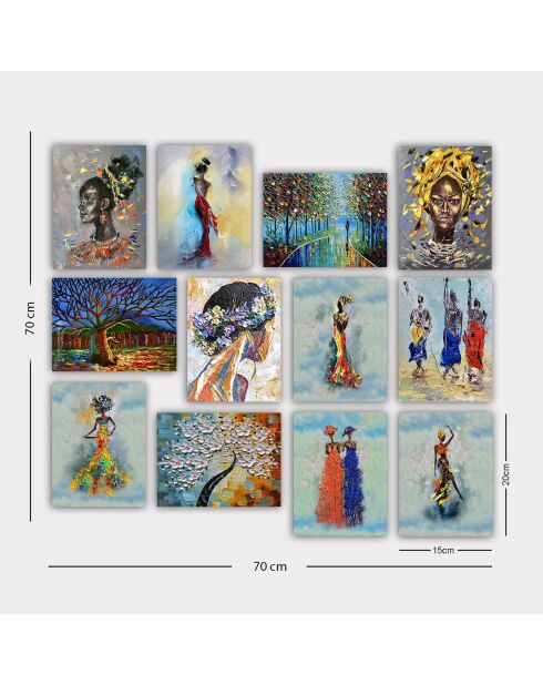 12 Peinture décorative  multicolore - 20x15 cm