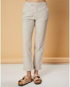 Pantalon droit en Coton & Lin Strech Grace sable