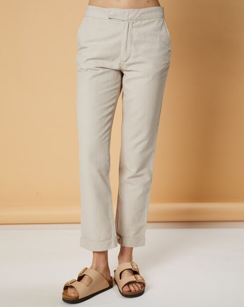 Pantalon droit en Coton & Lin Strech Grace sable