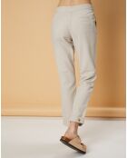 Pantalon droit en Coton & Lin Strech Grace sable