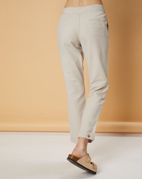 Pantalon droit en Coton & Lin Strech Grace sable