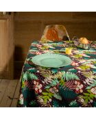 Tovaglia in cotone biologico Fern bordeaux.