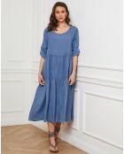 Robe 100% Lin Depay bleu denim