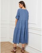 Robe 100% Lin Depay bleu denim