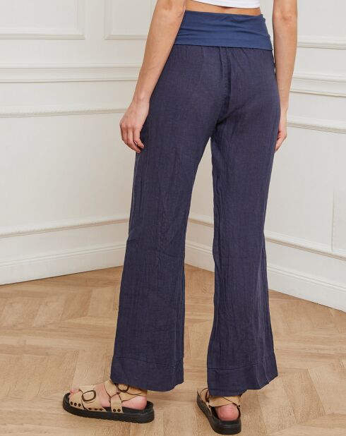 Pantalon 100% Lin Derwan marine