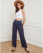 Pantalon 100% Lin Derwan marine