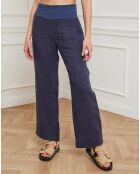 Pantalon 100% Lin Derwan marine