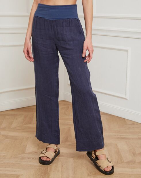 Pantalon 100% Lin Derwan marine
