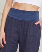 Pantalon 100% Lin Derwan marine