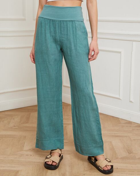 Pantalon 100% Lin Derwan vert