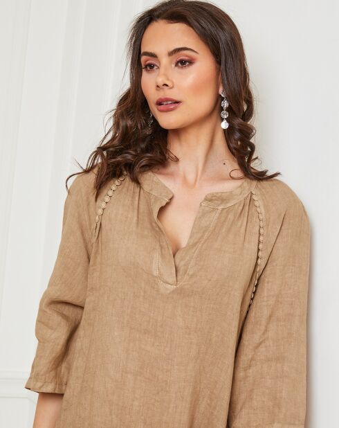 Robe 100% Lin Devalone camel