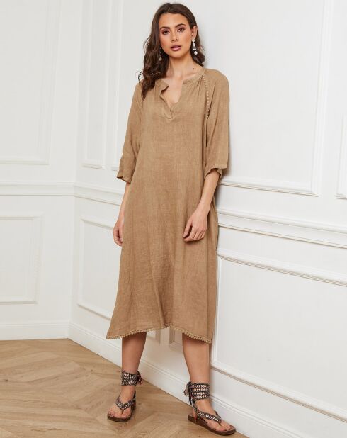 Robe 100% Lin Devalone camel