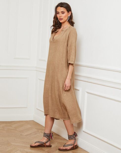 Robe 100% Lin Devalone camel
