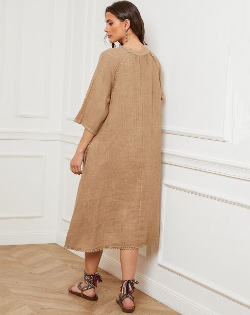Robe 100% Lin Devalone camel
