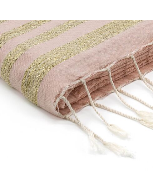 Fouta Hamptons Lurex rosa Bienenwabe - 100x200 cm
