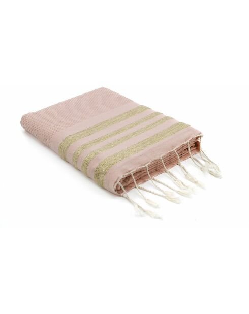 Fouta Hamptons Lurex rosa Bienenwabe - 100x200 cm